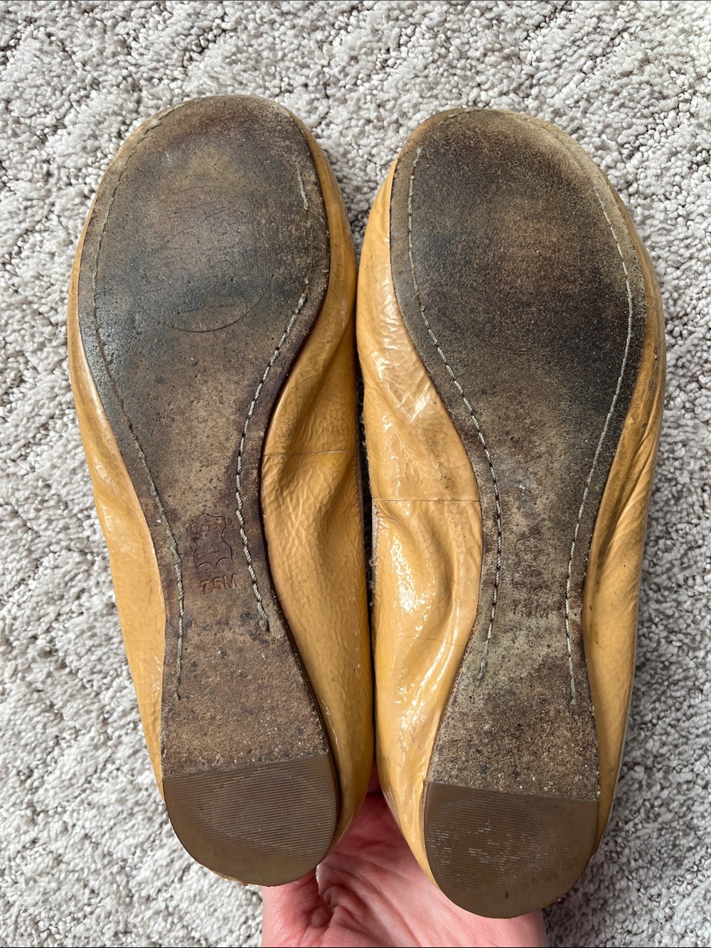Tory Burch Patent Leather Ballet Flats Tan with Gold - Picture 2 of 5